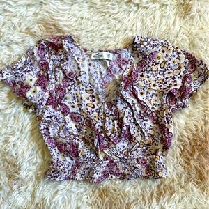 Hollister Surplice Paisley Crop Top